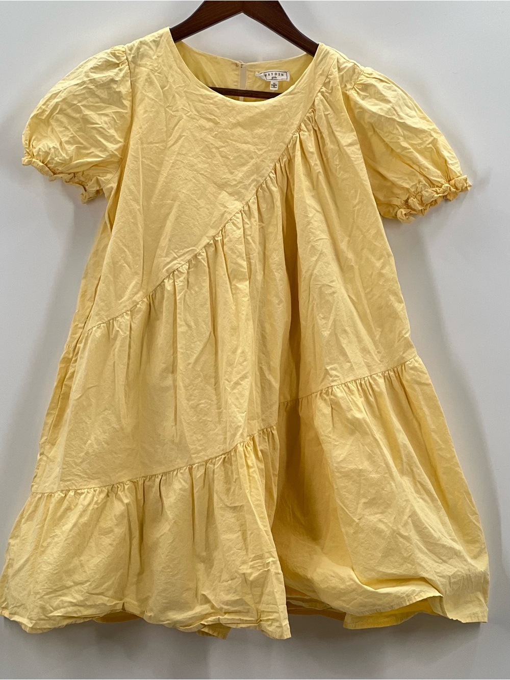 332 Hayden Pale Yellow Ruffle Tiered Cotton Dress